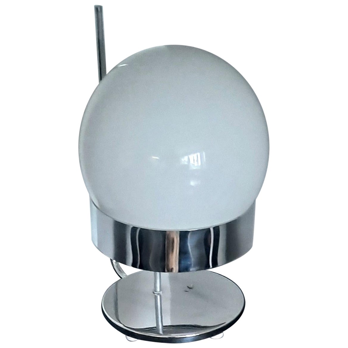 1960s, Italian Opaline Glass & Chrome Table Lamp For Sale
