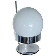 1960s, Italian Opaline Glass & Chrome Table Lamp