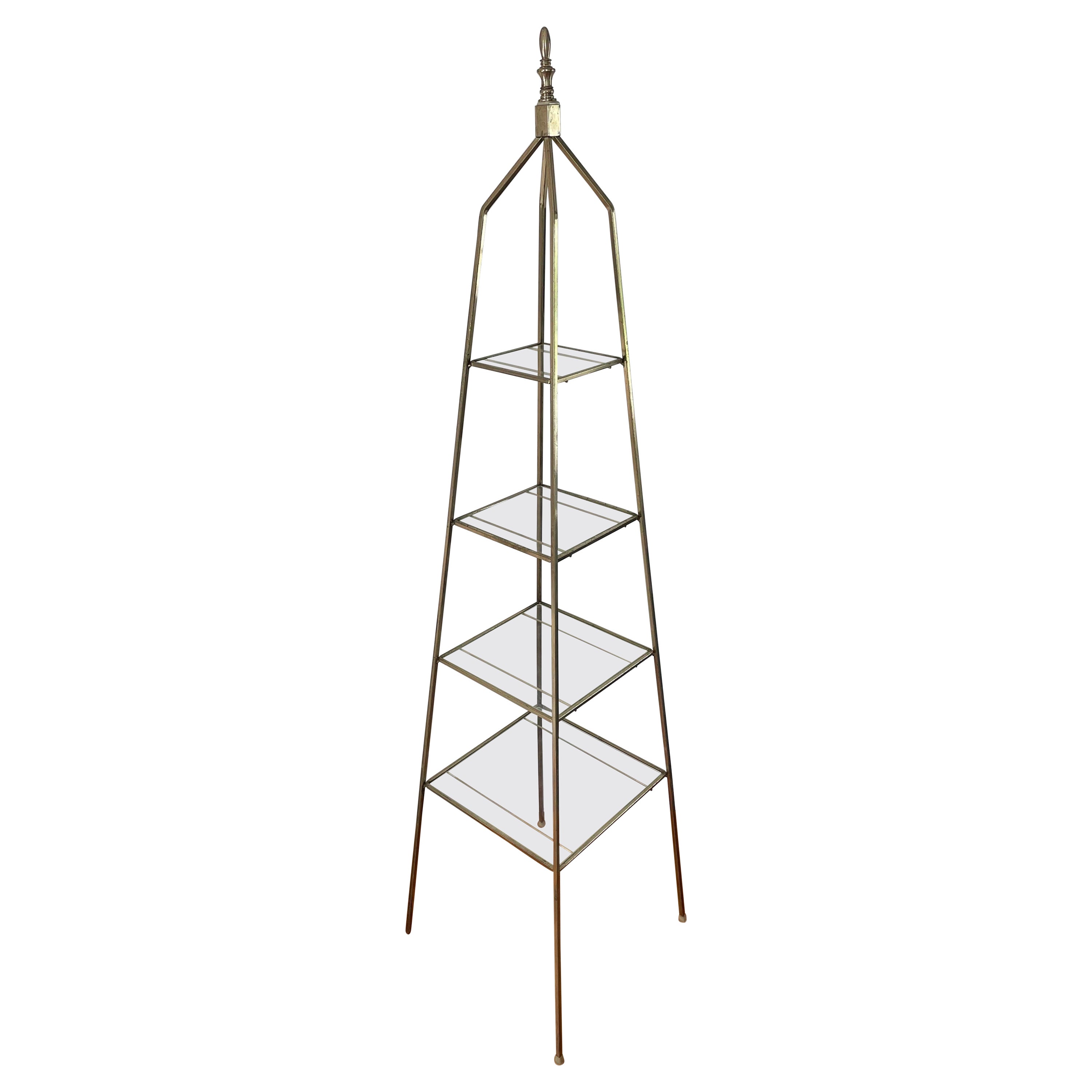 Parzinger Style Polished Brass Topiary Etagere