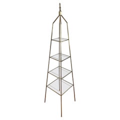Parzinger Style Polished Brass Topiary Etagere