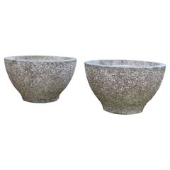 Pair of Large 1960s Concrete Aggregate Garden Planters