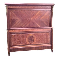 French Mahogany Bed Louis XVI Style Parquetry Ormolu