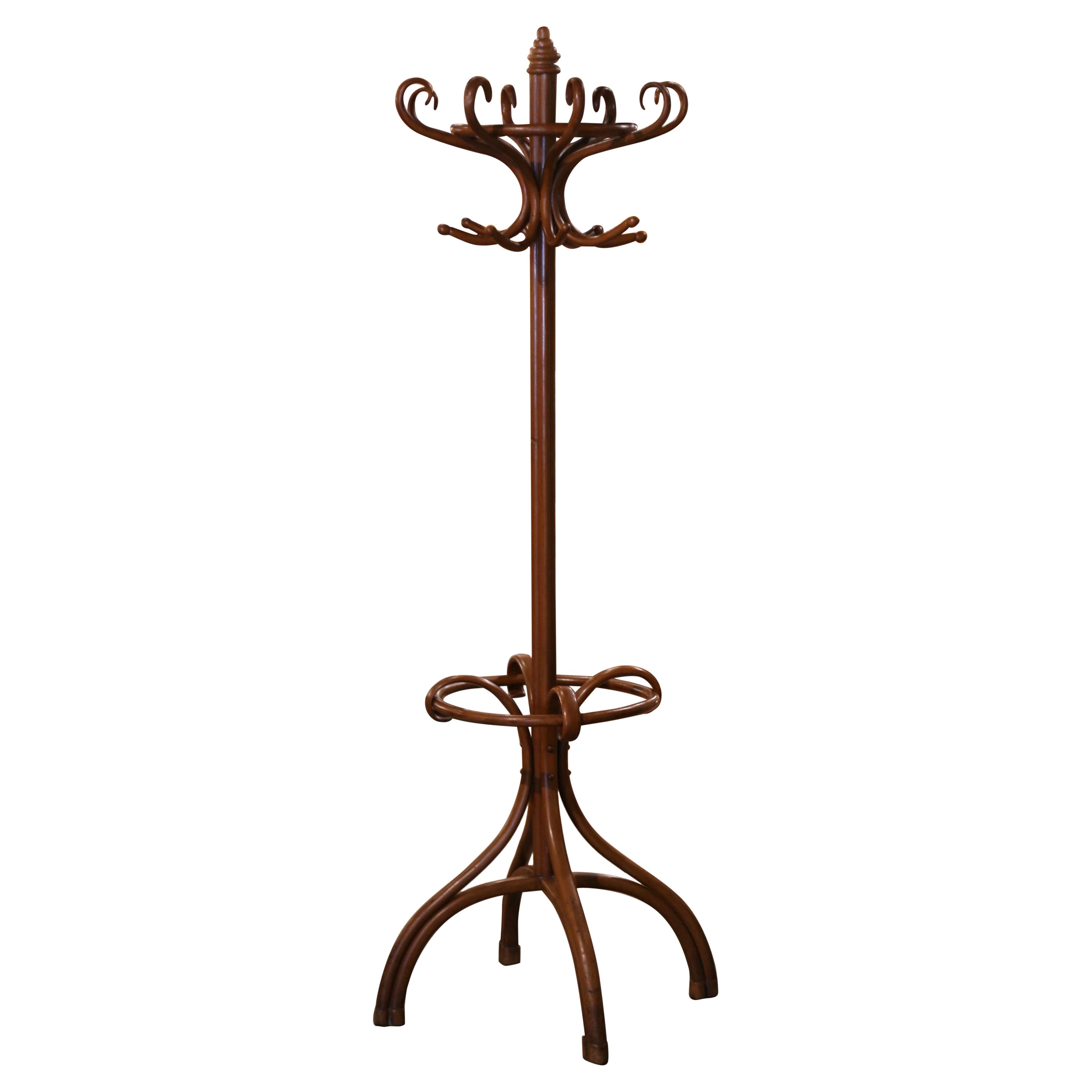 Early 20th Century Carved Bentwood "Perroquet" Coat Stand Thonet Style For Sale