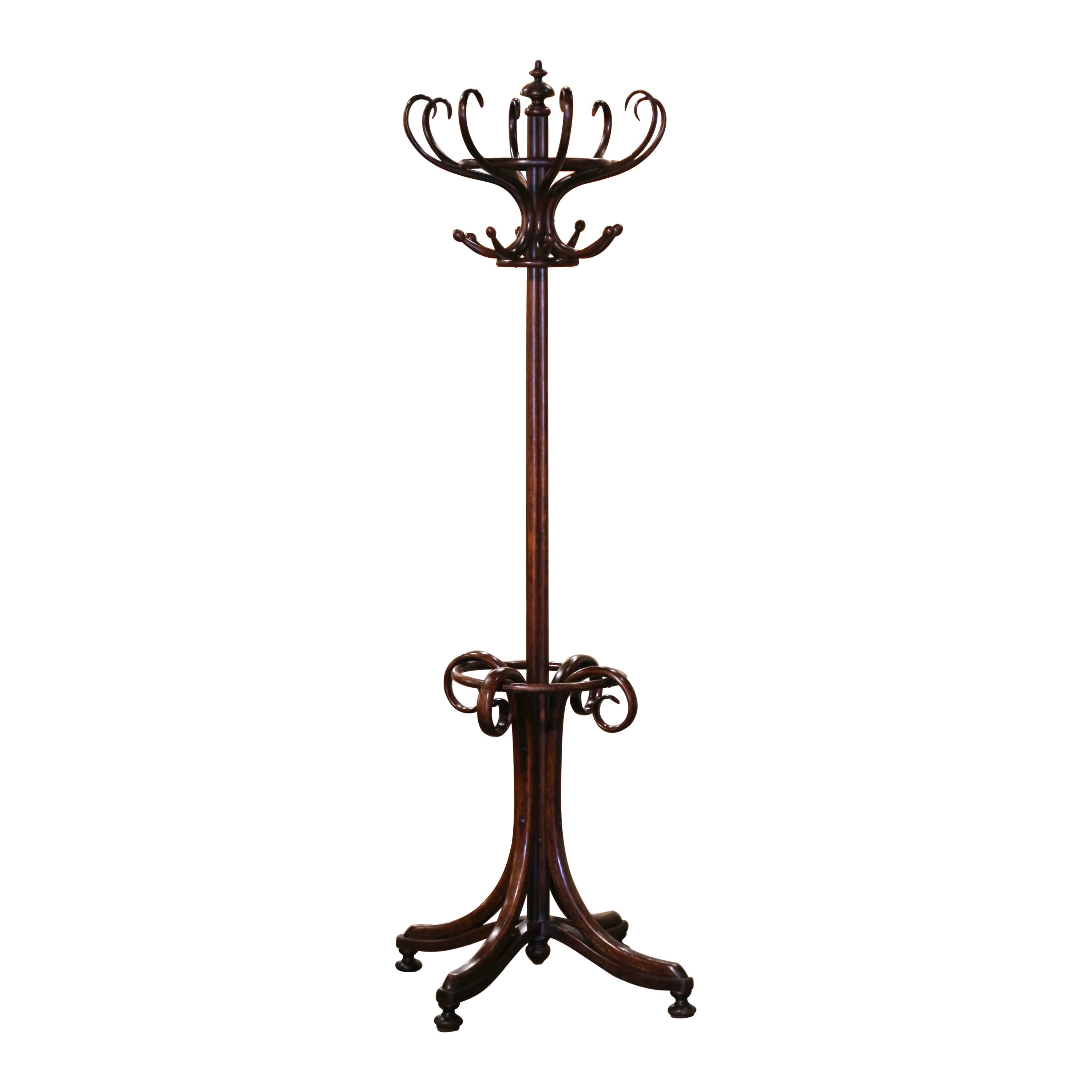 Early 20th Century Carved Bentwood "Perroquet" Coat Rack Halltree Thonet Style