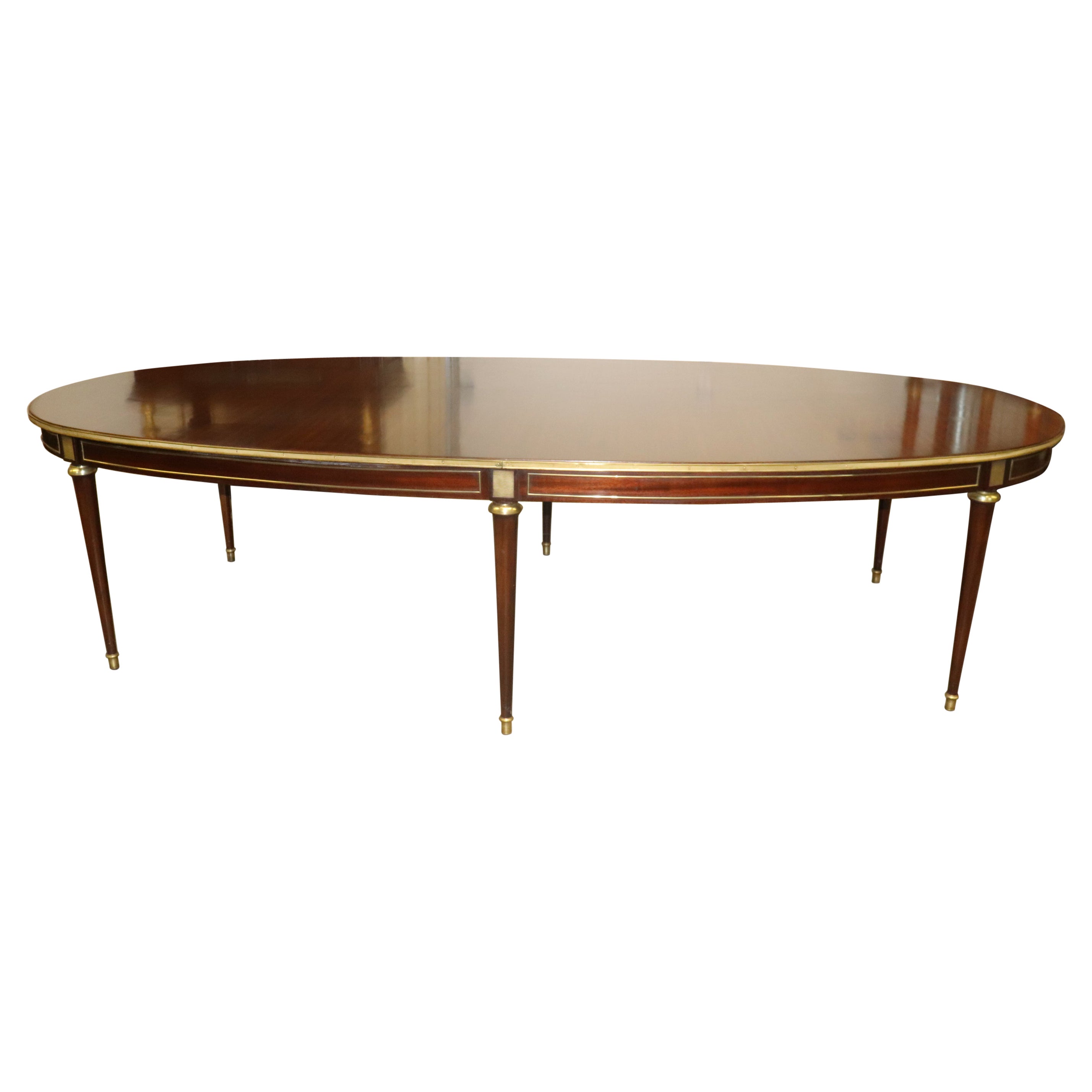 Fantastic Brass Ornamented Oval Mahogany French Louis XVI Dining Table