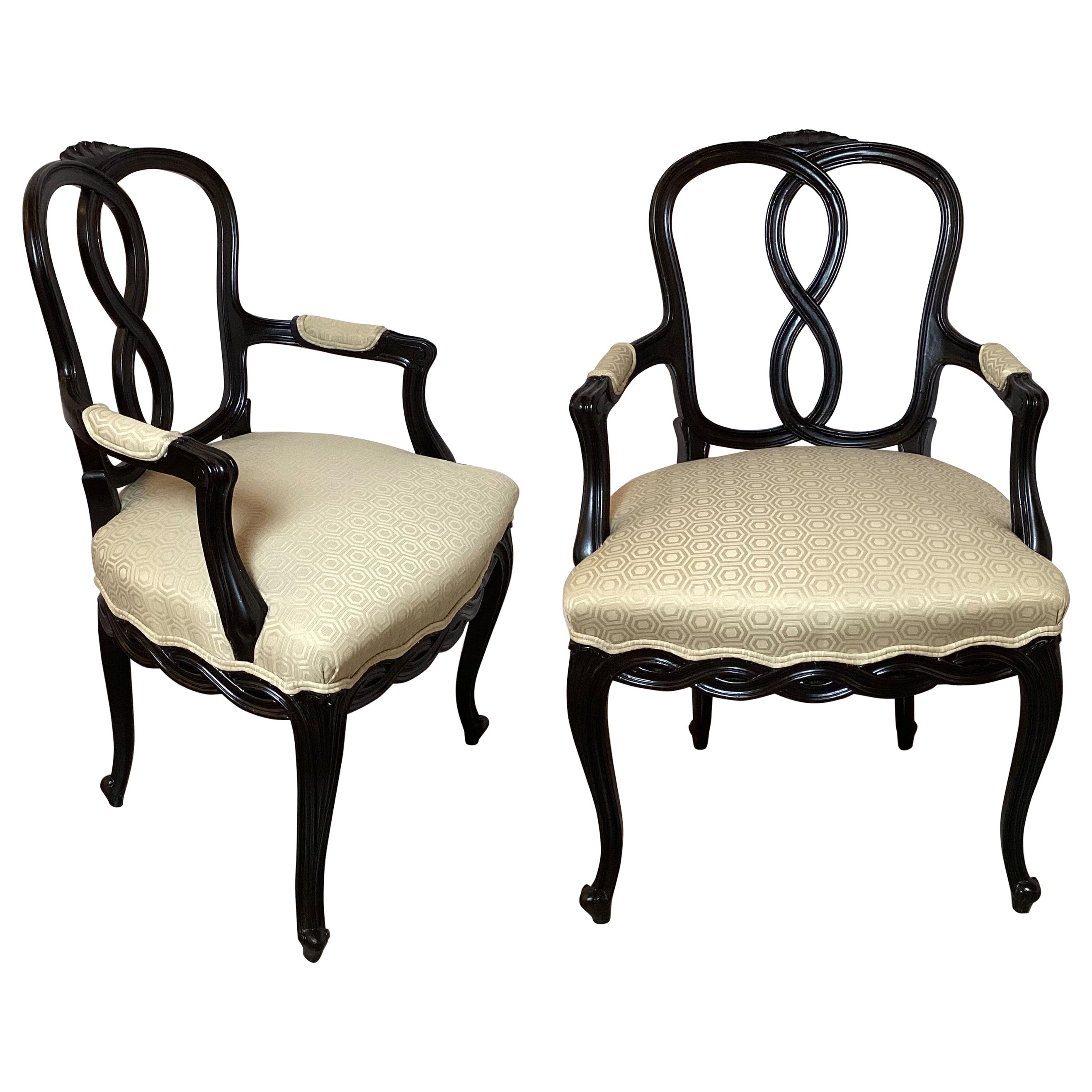 Pair Of Hollywood Regency Style Armchairs For Sale