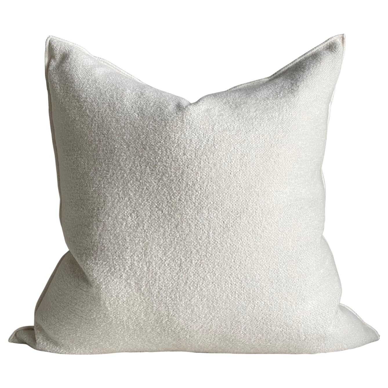 French White Wool Bouclette Double Faced Euro Shams For Sale