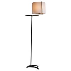 Black Floor Lamp with White Perspex Shade, France, circa 1950