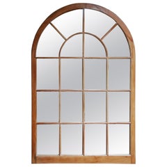 American Mid 19th Century Arched Tall Window  Frame with Replaced Mirrors