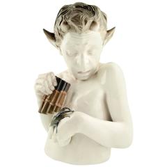 Rosenthal Bust of a Faun with Flute by Ferd Liebermann, circa 1910