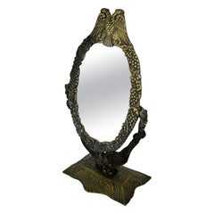 Small Art Deco Vanity Table Mirror with Double Eagle Decor