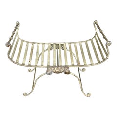 Large Wide Patio Garden Painted Iron Seat Bench, Circa 1930-1950
