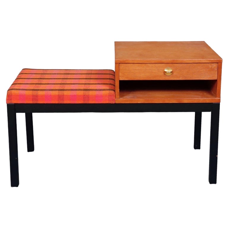 Mid Century Upholstered Hall Bench For Sale at 1stDibs
