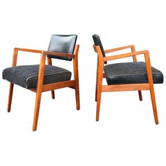 Used 1950s Jens Risom Style Walnut Arm Chairs, a Pair
