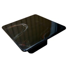 1980s Postmodern Black Lacquer Coffee Table