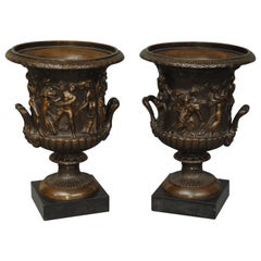 Pair of 19th Century Medici Bronze Urns