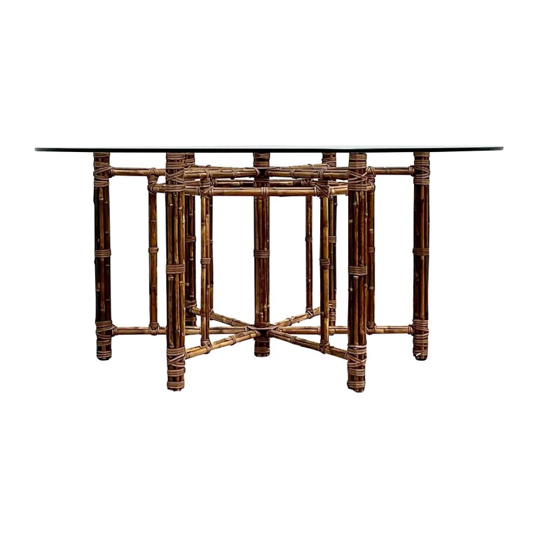 Vintage Coastal McGuire Bundled Bamboo Dining Table For Sale