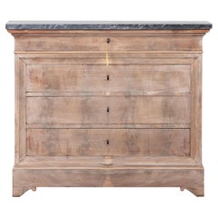 19th Century, Bleached, French, Walnut Louis Philippe Chest of Drawers