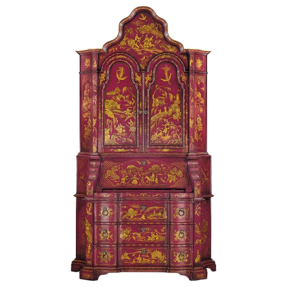 Hand Painted Italian Secretaire Inspired by XVIII Century Chinoiserie Furniture For Sale