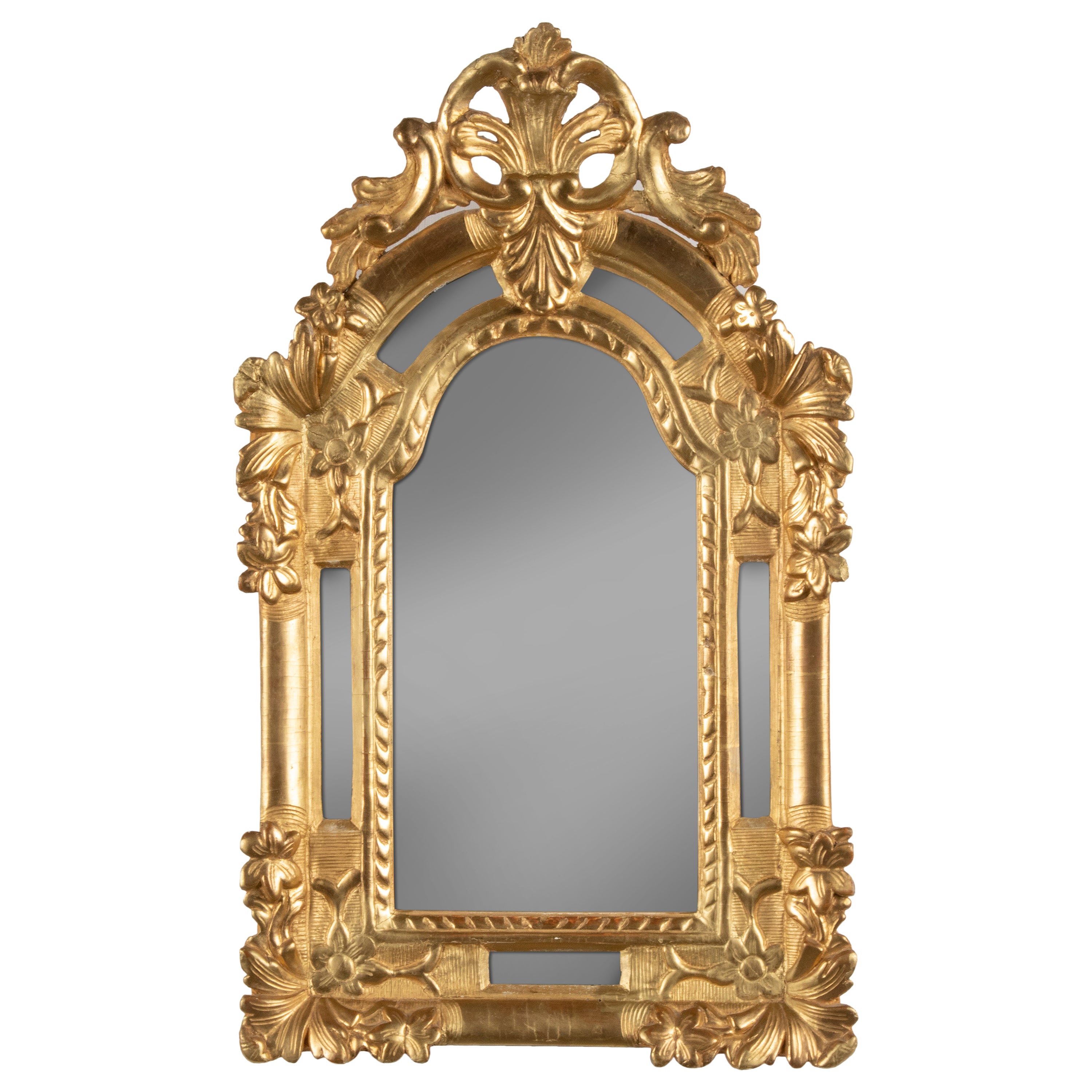 Mid 19th Century Louis XV Style Gold Leaf Wooden Carved Mirror