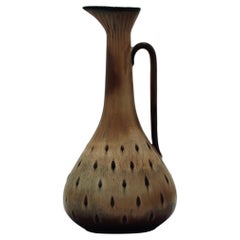 Swedish Modern Tall Stoneware Vase with Handle by Gunnar Nylund Rörstrand, 1950s