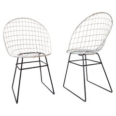 Pair of 1950s Pastoe wire chairs by Cees Braakman and Adriaan Dekker