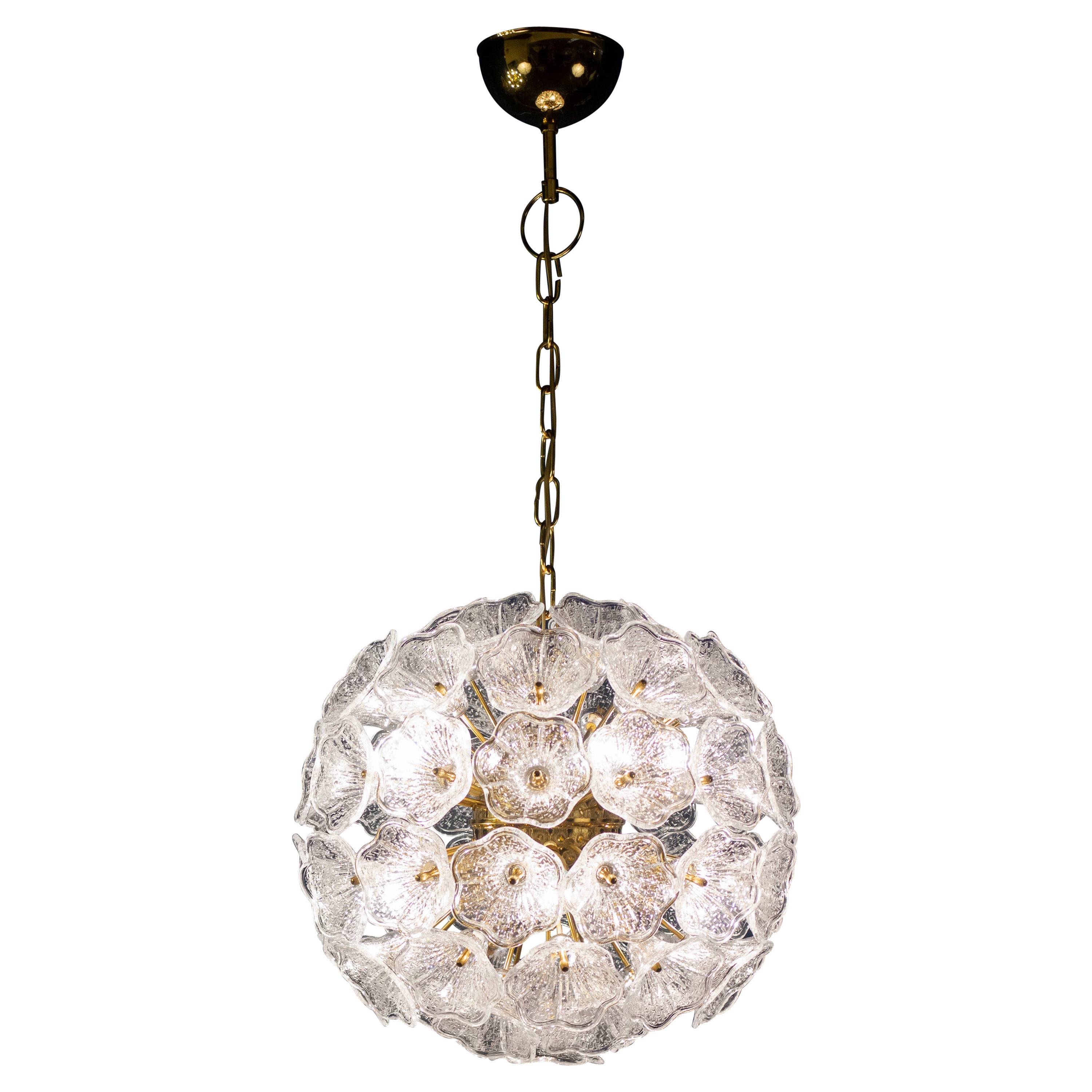 Striking Murano Glass Flower Sputnik Chandelier by P. Venini VeArt Italy 1960s