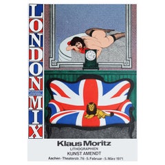 1970s Exhibition Poster for Klaus Moritz London Mix Britain Pop Art