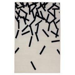 Contemporary Minimalist White/Black Tibetan Rug Designed by Jonathan Wajskol  