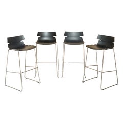 Used Four Black Whiteleaf Furniture Ltd Designer Stacking Bar Stools Part of a Suite