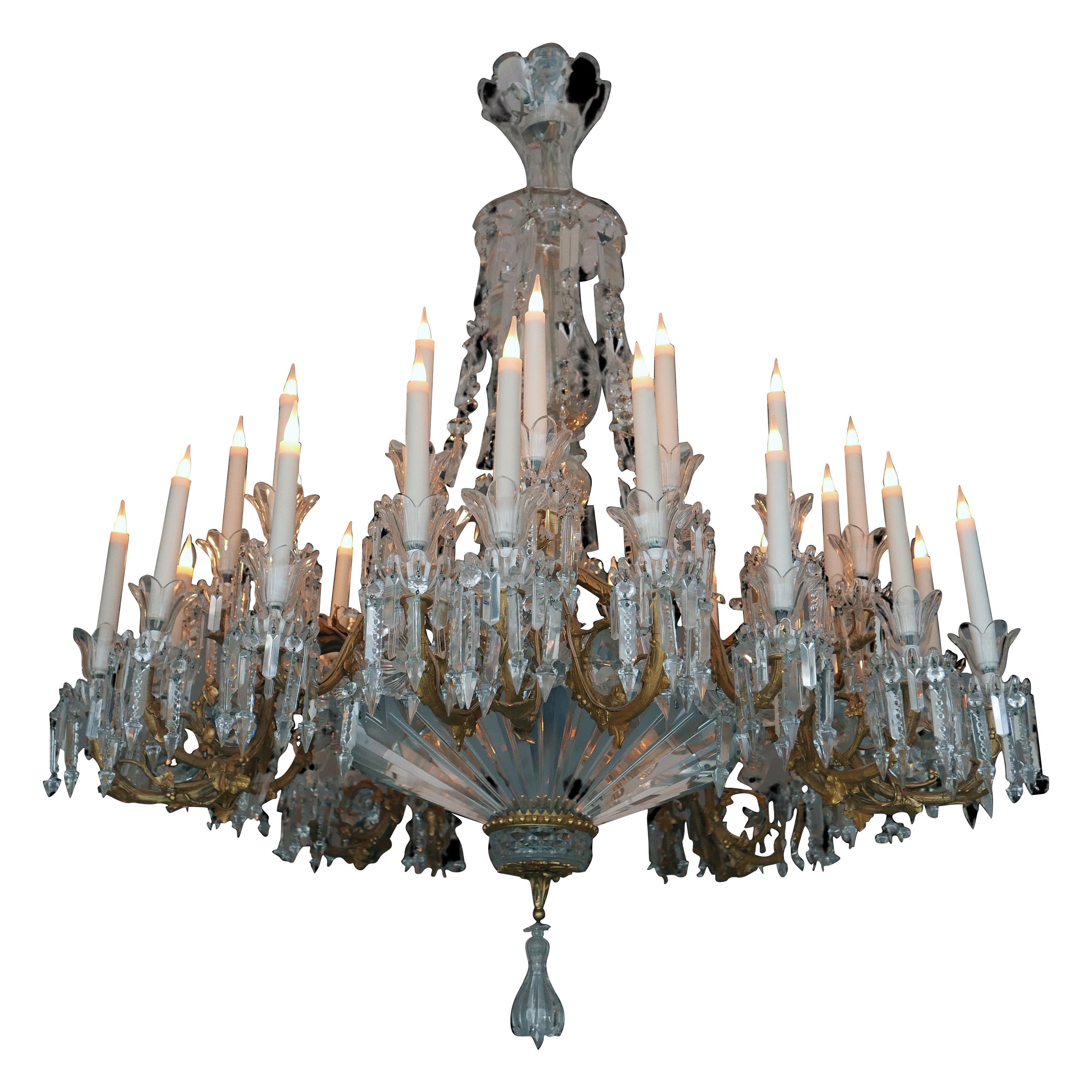 Baccarat Crystal and Gilded Bronze Chandelier, France, circa 1890 For Sale