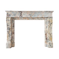 Antique French Marble Fireplace in Soft Polychrome Colors