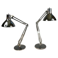 Pair of Vintage 1960's Adjustable Chrome Lamps by Luxo