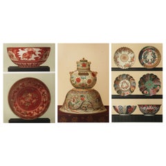 Set of 3 Original Antique Prints of Japanese Ceramics. Firmin Didot, Paris, 1870