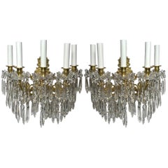 Pair Antique French Signed Baccarat Crystal and Ormolu Sconces, circa 1880-1890