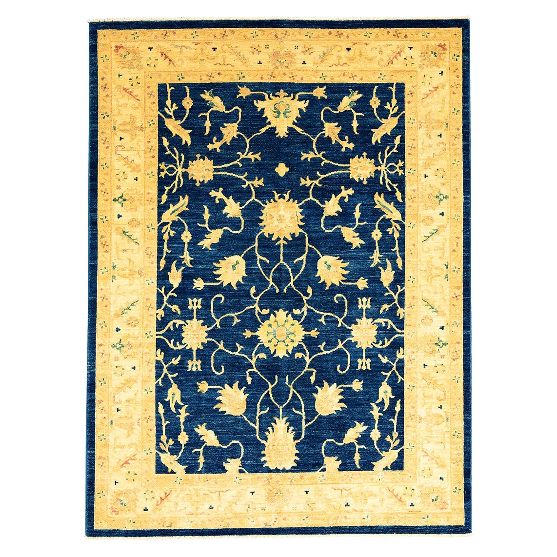 Blauer Yadan-Teppich „Afshan Design“ im Vintage-Stil