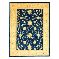 Blauer Yadan-Teppich „Afshan Design“ im Vintage-Stil