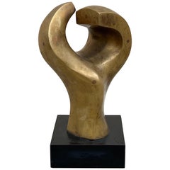 Brazilian Mid-Century Modern Abstract Bronze Sculpture, Signed J Tavares