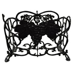 Vintage Victorian Style Black Cast Iron 6 Wine Bottle Rack Holder with Grapes