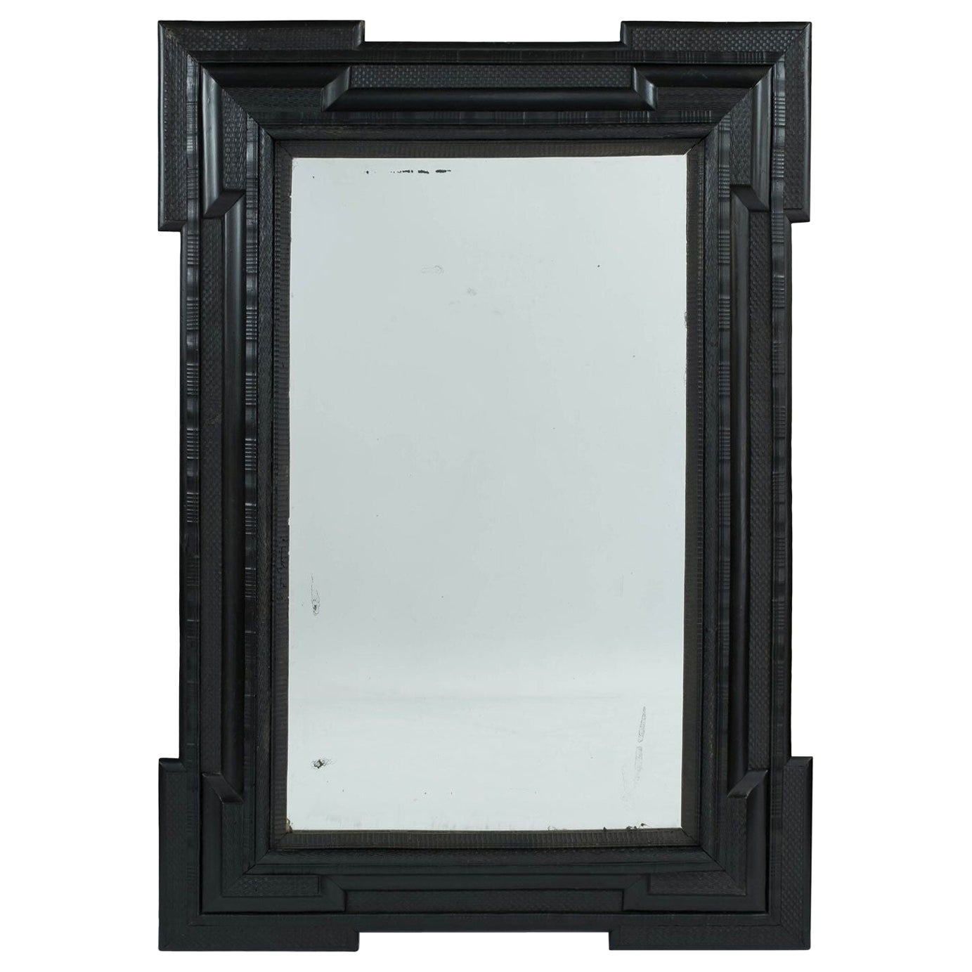 Monumental 19th Century Ebonized Ripple-Molded Mirror For Sale