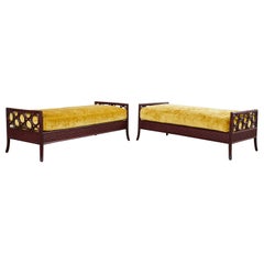 Pair of Laura Kirar for McGuire Rattan Raffia King Benches 