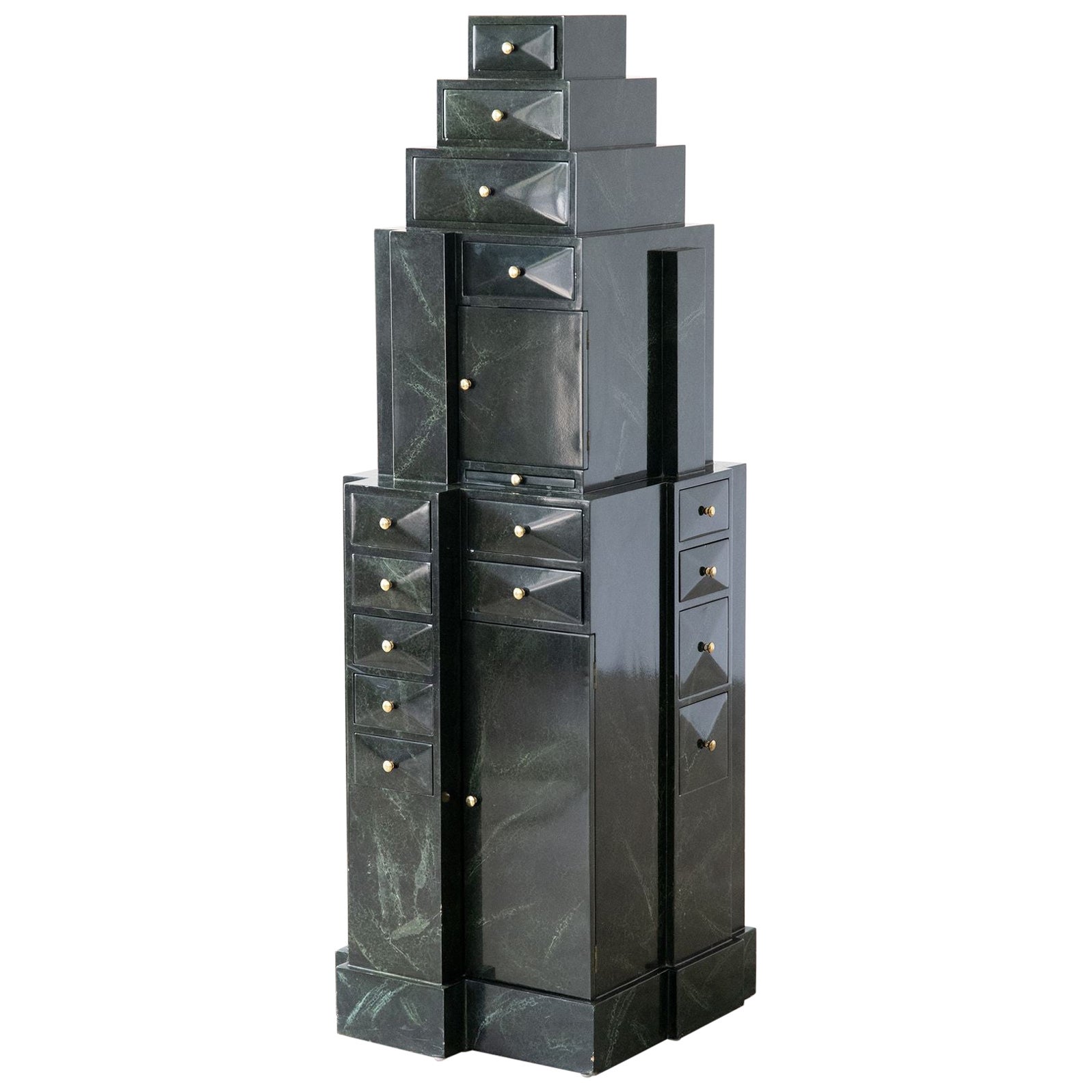 Towering Skyscraper Storage Cabinet by Maitland Smith 1980s For Sale