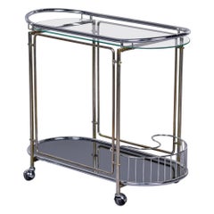 Italian Mid-Century Modern Chrome and Glass Bar Cart