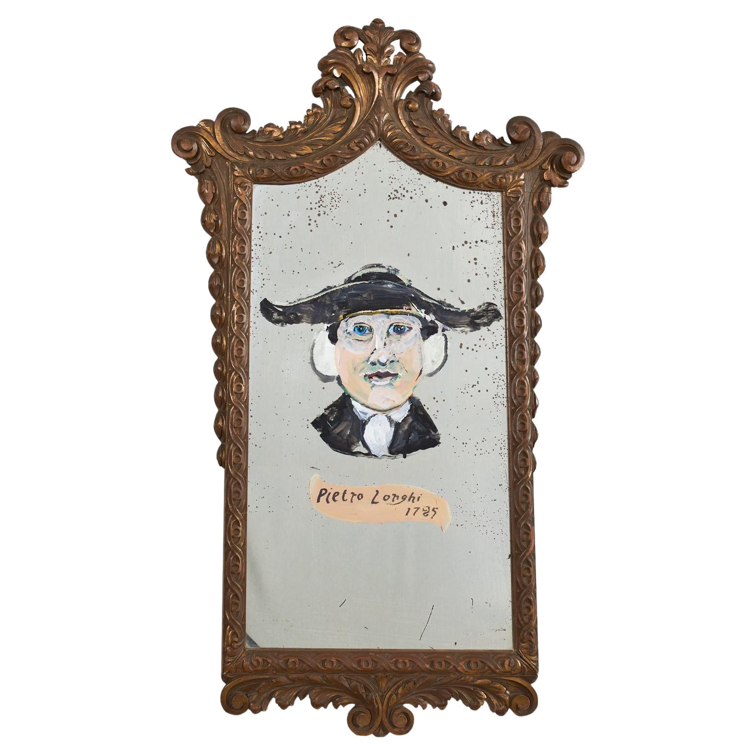 Ira Yeager Homage to Pietro Longhi Painted Bust Wall Mirror 