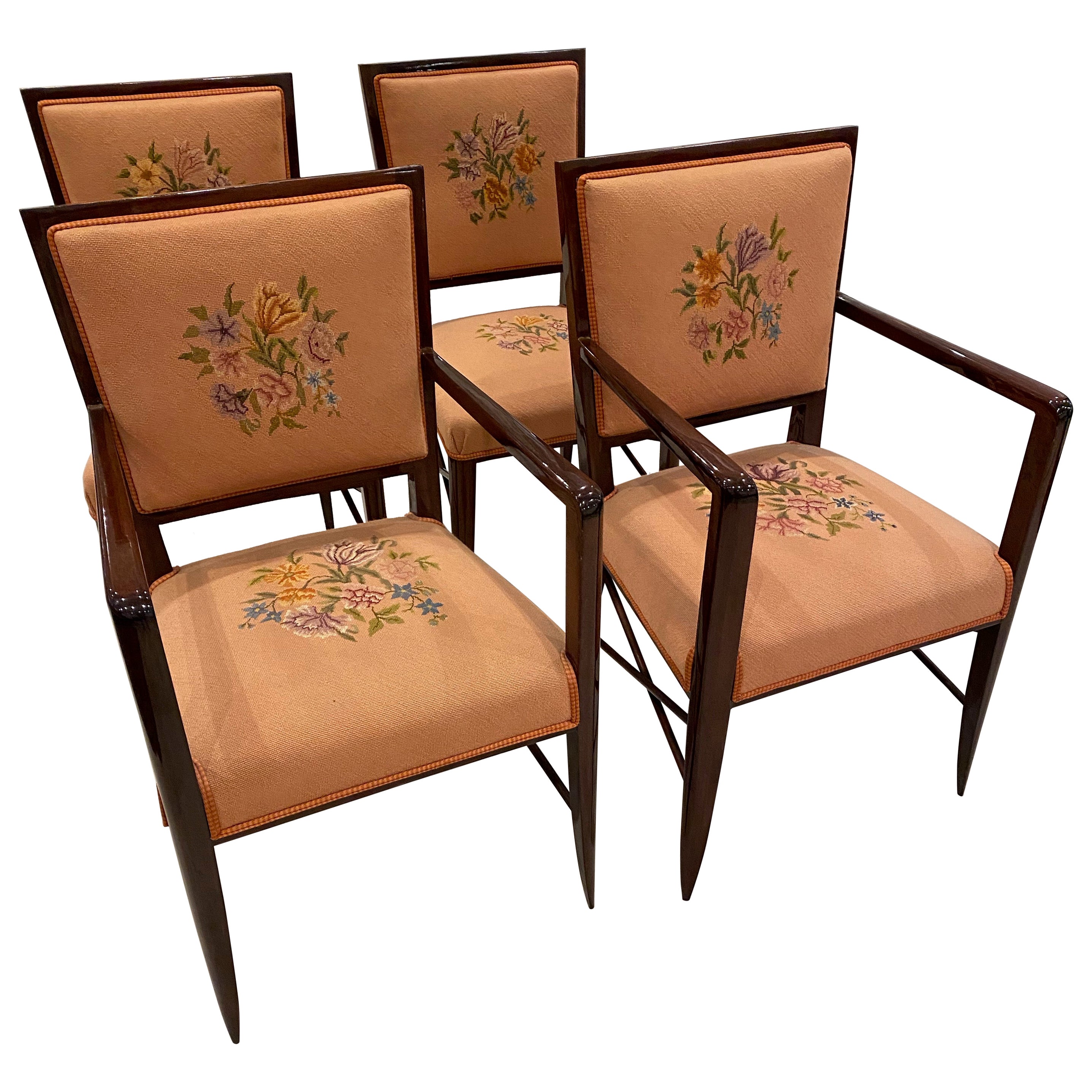 Set of Four French Art Deco chairs  For Sale