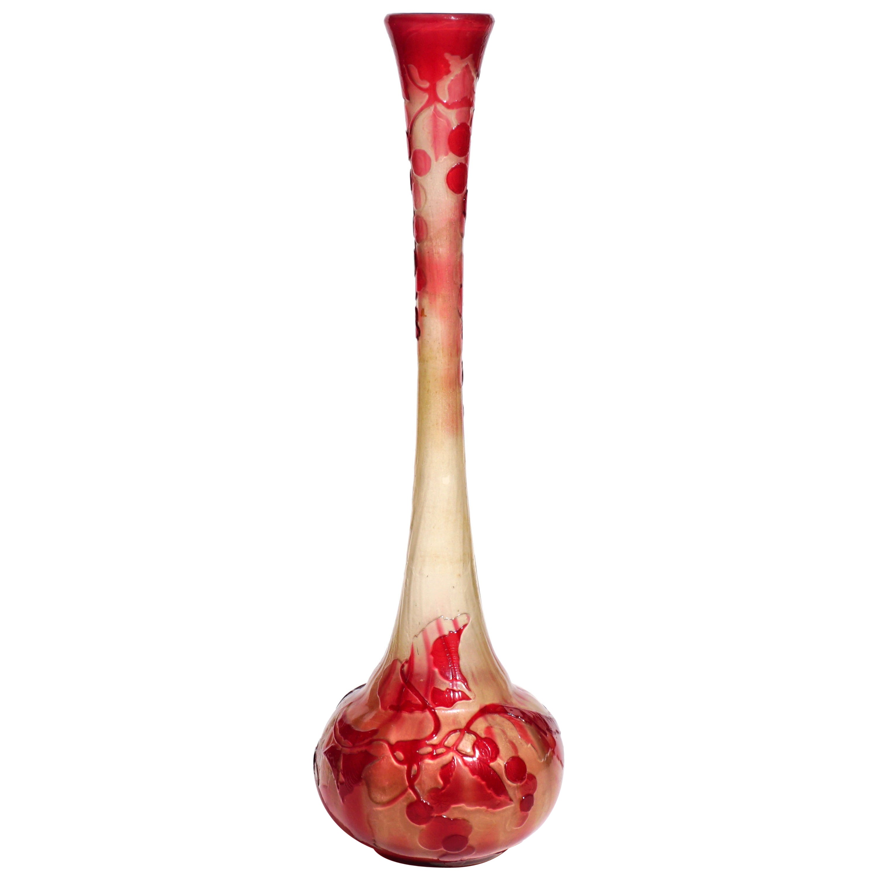 Vaso a stelo alto lucido Emile Galle Fire