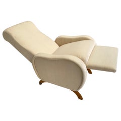 Reclining Lounge Chair Belgium 1950's New Upholstery Dedar Milano Mohair Velvet 