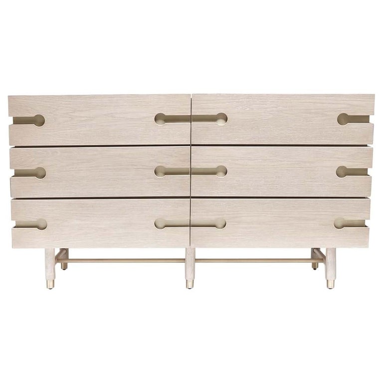 White Washed Oak 6Drawer Niguel Dresser by LawsonFenning For Sale at