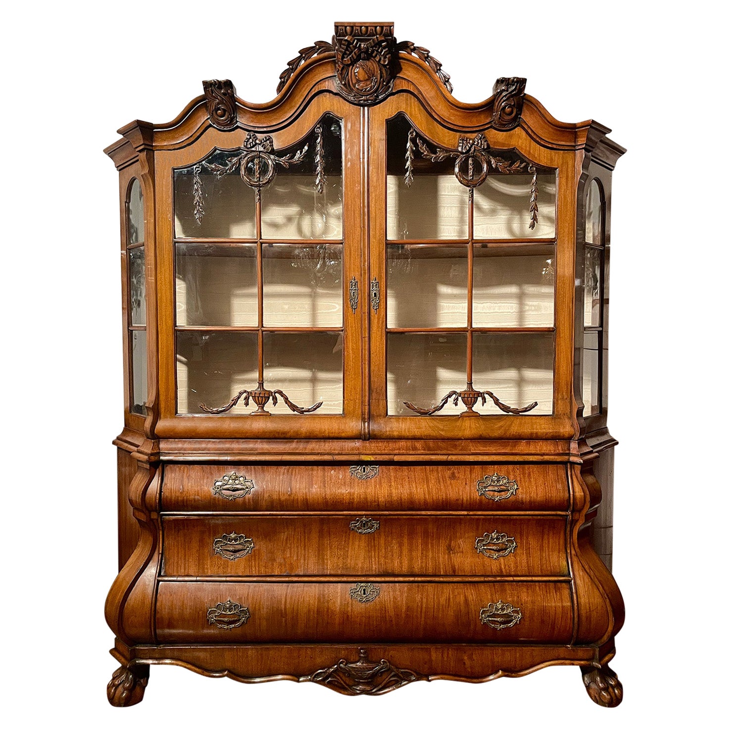 Antique 19th Century Dutch Queen Anne Bombay Display Cabinet, Circa 1890's For Sale