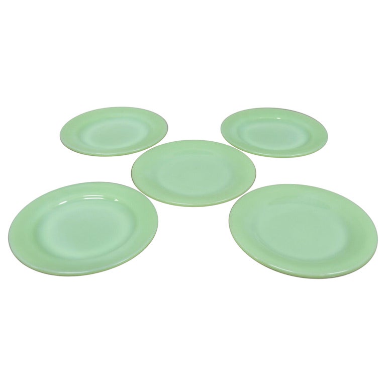 Vintage Fire King Jadeite Green Oven Ware Appetizer Salad Plate 5 Pc